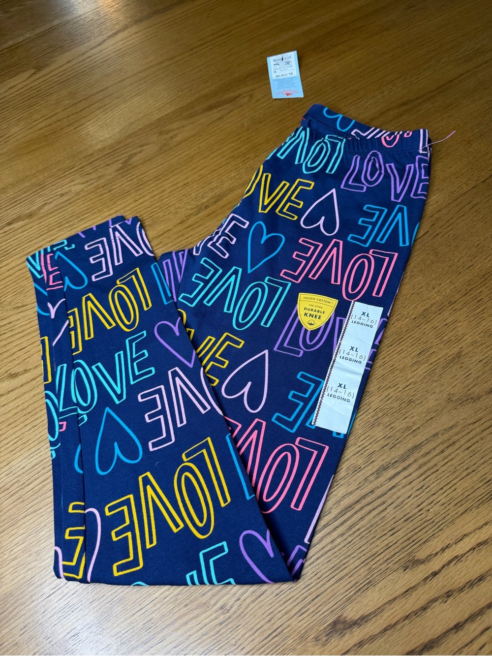 Cat & Jack Navy Leggings with Multicolor LOVE & Hearts Print